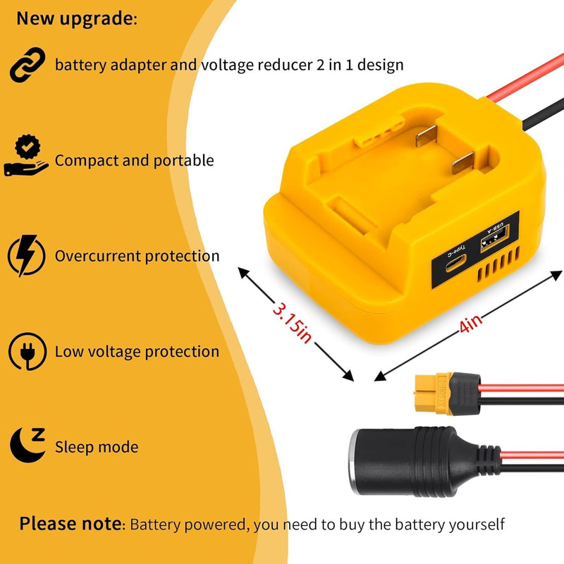 Lightweight 20V to 12V Battery Converter with Cigarette Lighter and XT60 Ports Magic Cars 8