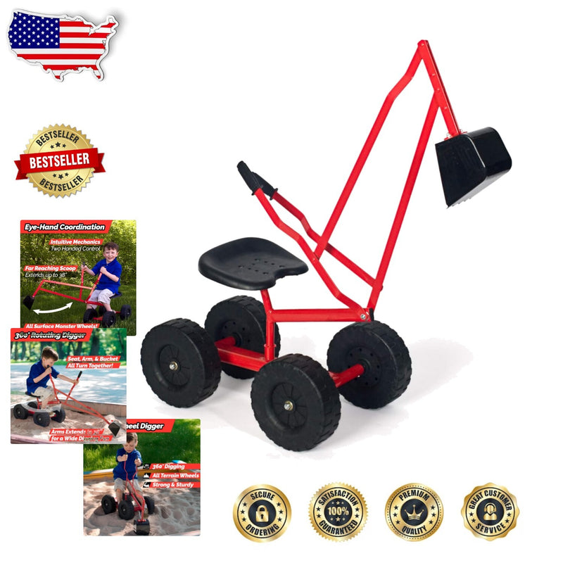Lightweight Excavator Ride-On Toy with 8-Inch Monster Wheels for All-Terrain Use Magic Cars 0