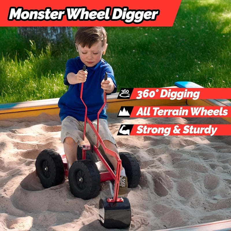 Lightweight Excavator Ride-On Toy with 8-Inch Monster Wheels for All-Terrain Use Magic Cars 3