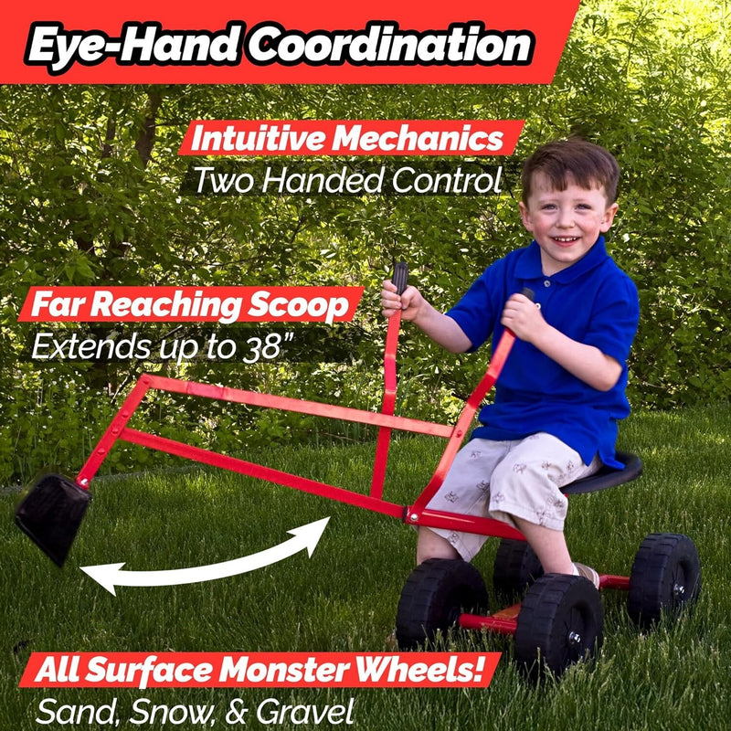 Lightweight Excavator Ride-On Toy with 8-Inch Monster Wheels for All-Terrain Use Magic Cars 4