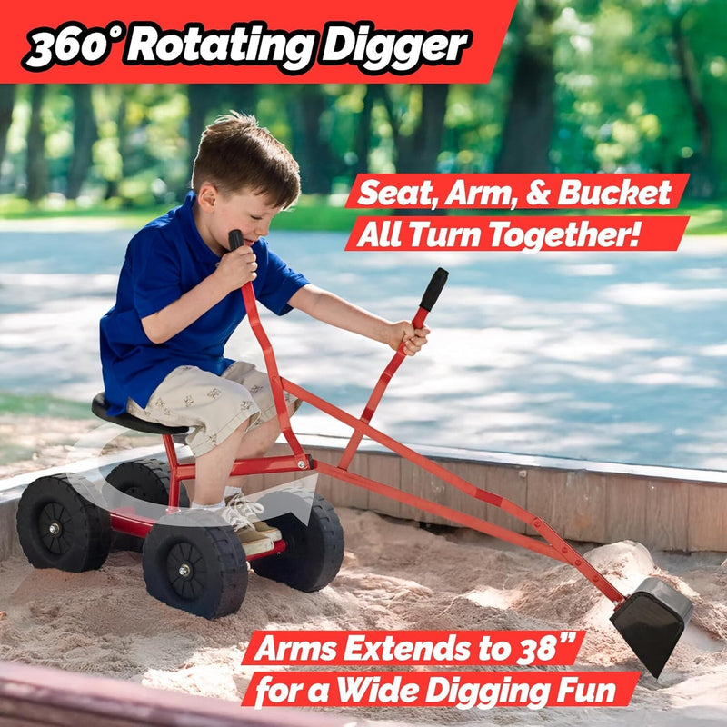 Lightweight Excavator Ride-On Toy with 8-Inch Monster Wheels for All-Terrain Use Magic Cars 5