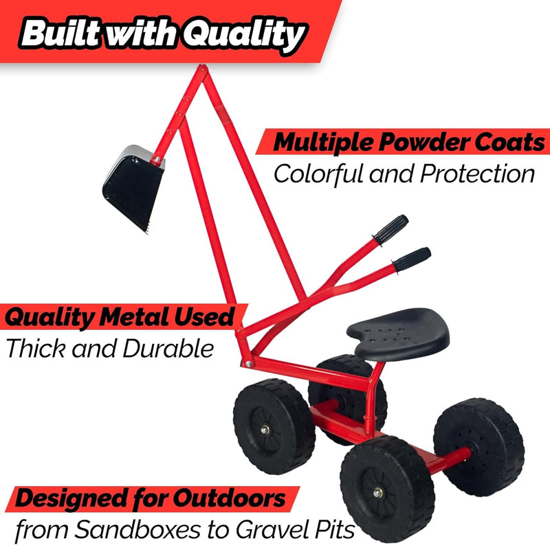 Lightweight Excavator Ride-On Toy with 8-Inch Monster Wheels for All-Terrain Use Magic Cars 7