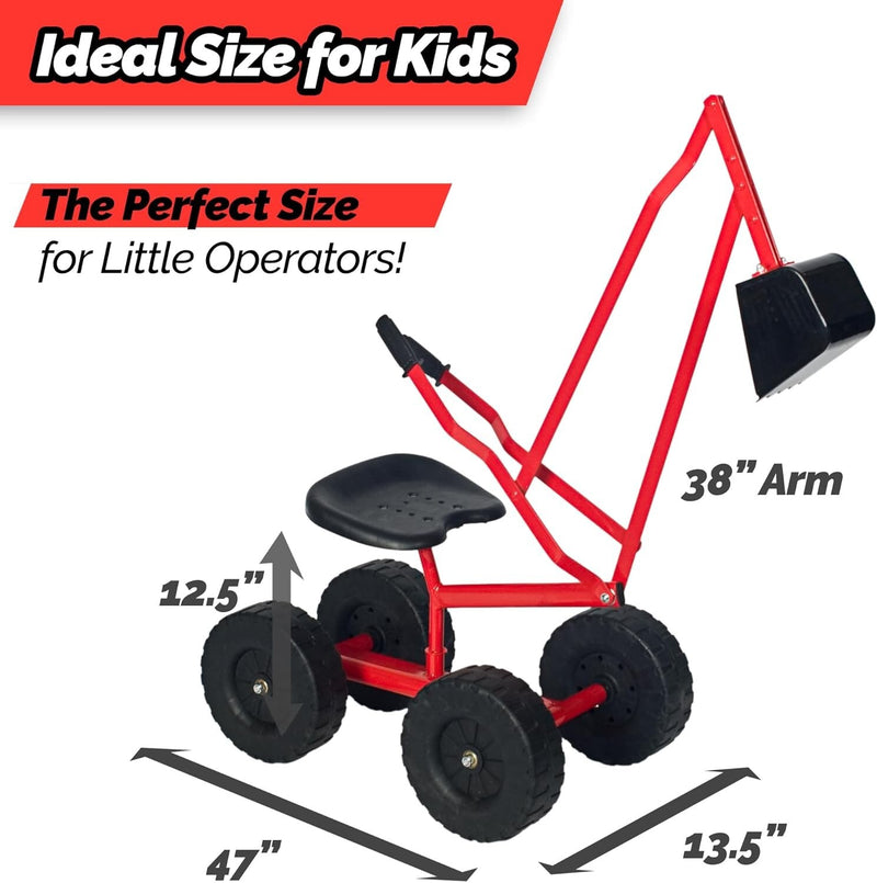 Lightweight Excavator Ride-On Toy with 8-Inch Monster Wheels for All-Terrain Use Magic Cars 9