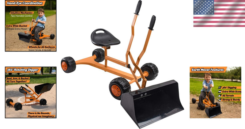 Lightweight Kids Sand Digger with 360° Rotating Seat and Extra Wide Scoop Design Magic Cars 1