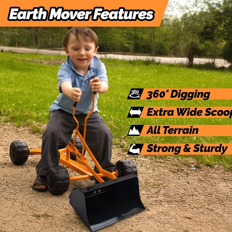 Lightweight Kids Sand Digger with 360° Rotating Seat and Extra Wide Scoop Design Magic Cars 3