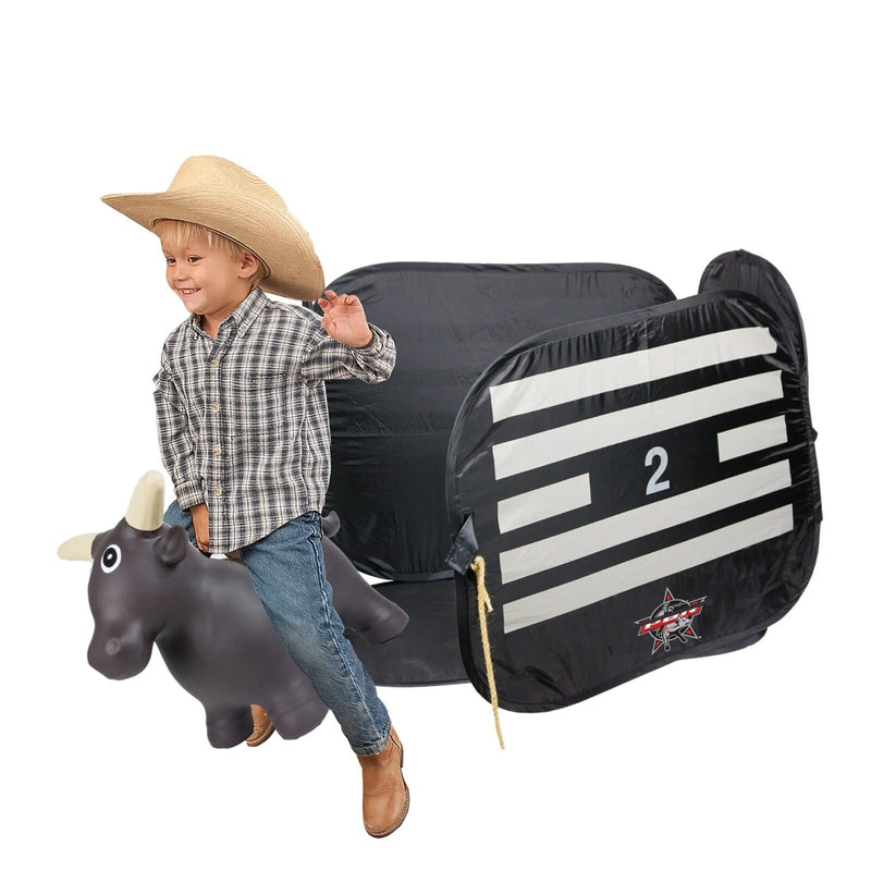 Inflatable Bouncy Ride-On Bull Bucking Chute Toy Set for Kids Magic Cars 0