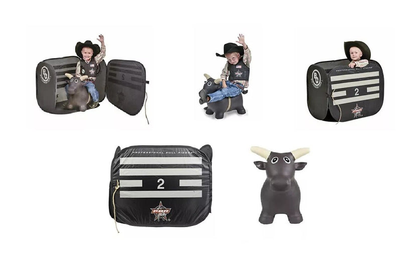 Inflatable Bouncy Ride-On Bull Bucking Chute Toy Set for Kids Magic Cars 2