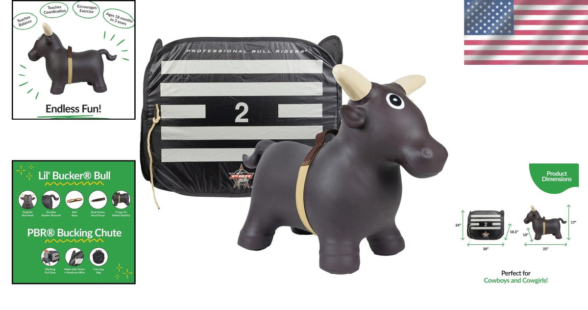 Inflatable Toddler Bull Rider with Safety Chute Toy Set