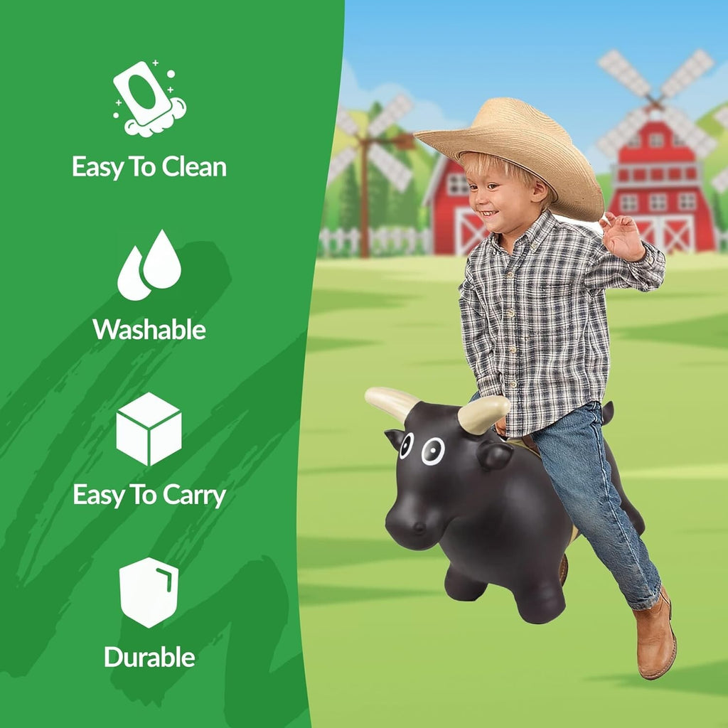 Light Rodeo Toy Inflatable Rodeo Bull Ride-On Toy for Toddlers and Kids