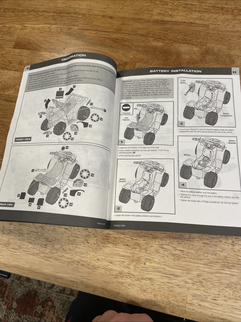 Compact Kawasaki Owner’s Manual for Power Wheels Magic Cars 3