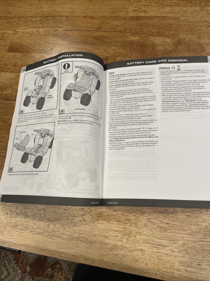 Compact Kawasaki Owner’s Manual for Power Wheels Magic Cars 4