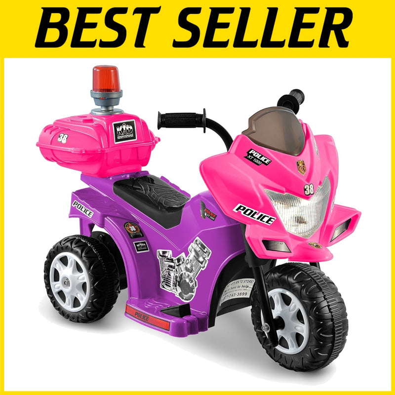 6V Rechargeable Purple and Pink Police Ride-On Toy for Toddlers Magic Cars 0