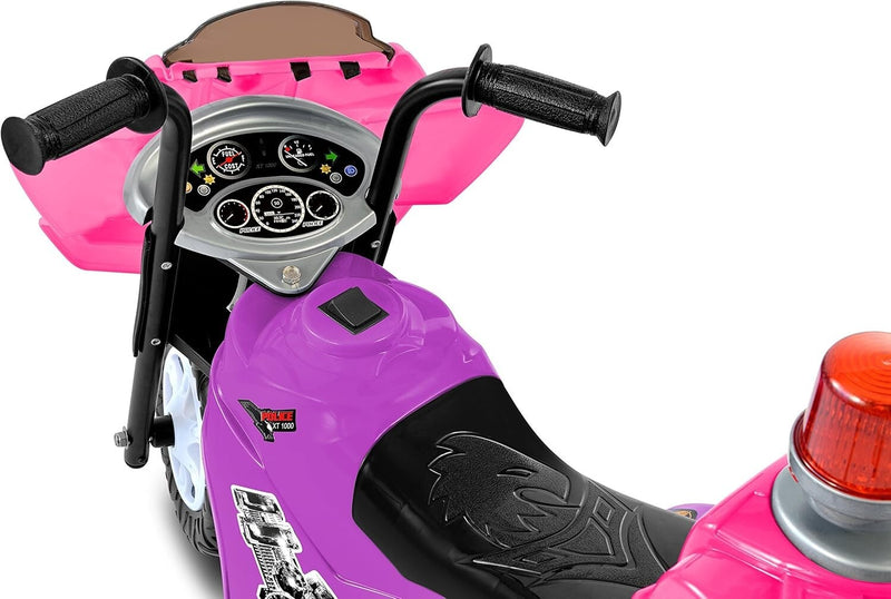 6V Rechargeable Purple and Pink Police Ride-On Toy for Toddlers Magic Cars 4