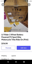 Little Rider 3-Wheel Battery-Powered FX Sport Bike Trike Ride-On Pink Magic Cars 3