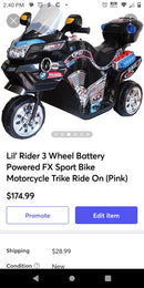 Little Rider 3-Wheel Battery-Powered FX Sport Bike Trike Ride-On Pink Magic Cars 5