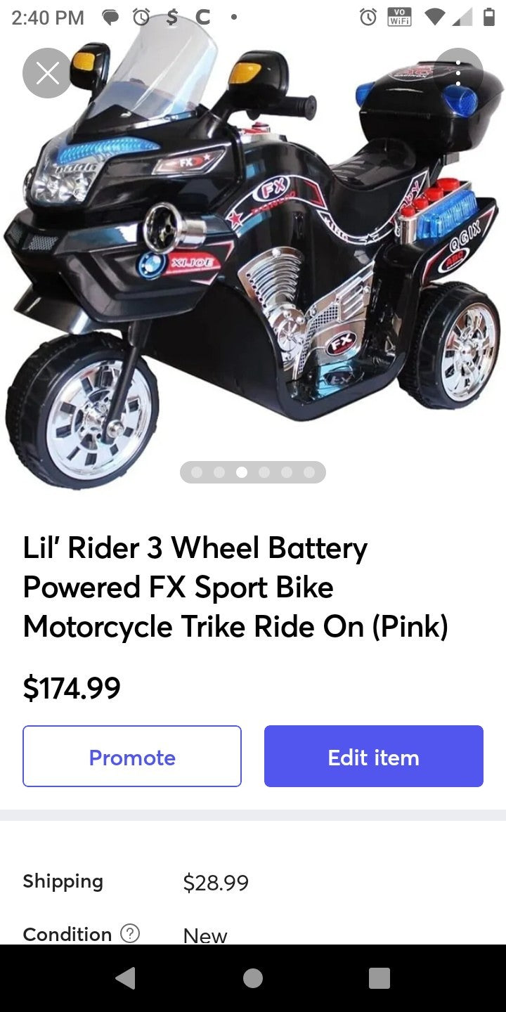 Little Rider 3-Wheel Battery-Powered FX Sport Bike Trike Ride-On Pink Magic Cars 5