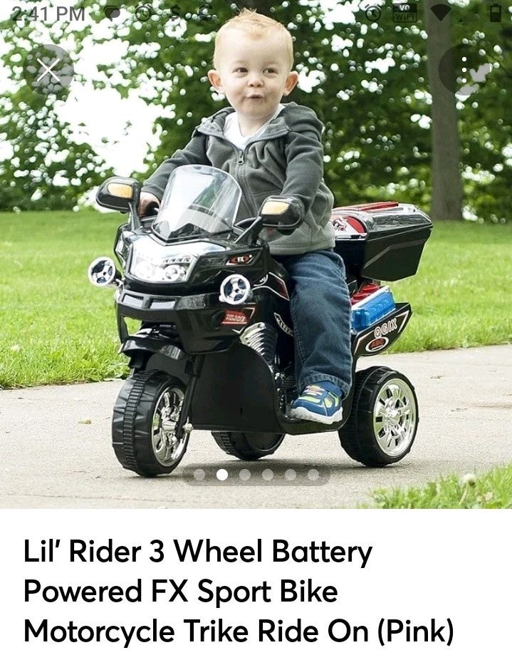 Little Rider 3-Wheel Battery-Powered FX Sport Bike Trike Ride-On Pink Magic Cars Variant 0