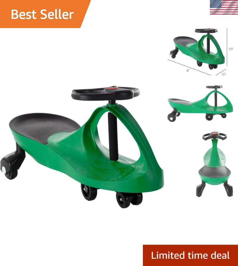 Green Wiggle Ride-On Car for Kids - Safe and Durable Indoor Outdoor Toy Magic Cars 0