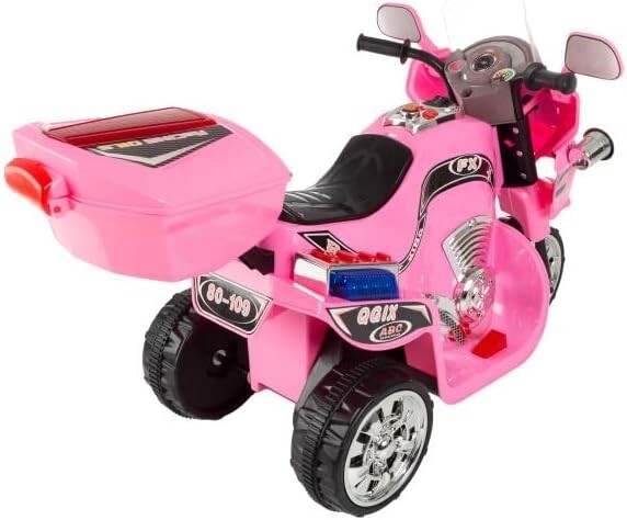 Pink 3-Wheel Kids Electric Motorcycle with Headlights and Reverse Function Magic Cars 3