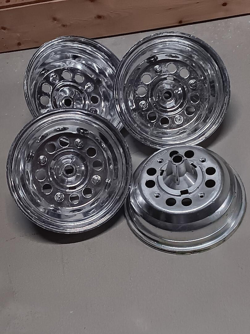 Set of 4 Power Wheels Quad Runner Chrome Hub Caps Magic Cars 1