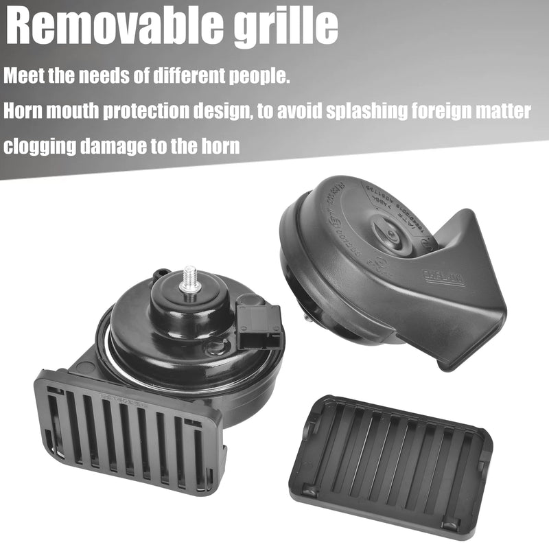 12V Waterproof Electric Car Horn Kit with High/Low Tone Snail Horn for Toyota Magic Cars 6