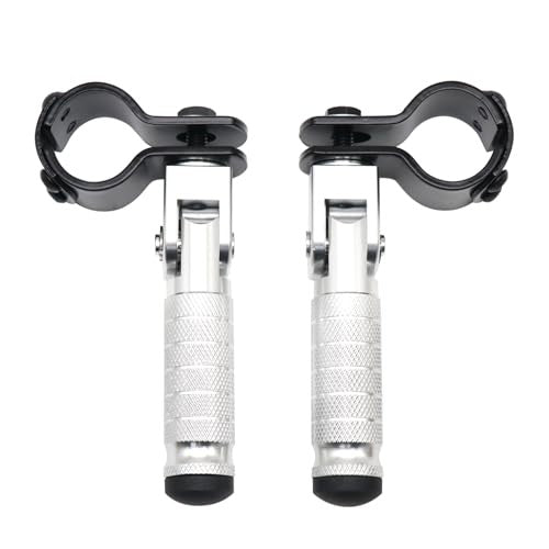 M8 Foldable Silver Motorcycle Foot Pegs Front and Rear Footrests Magic Cars 1