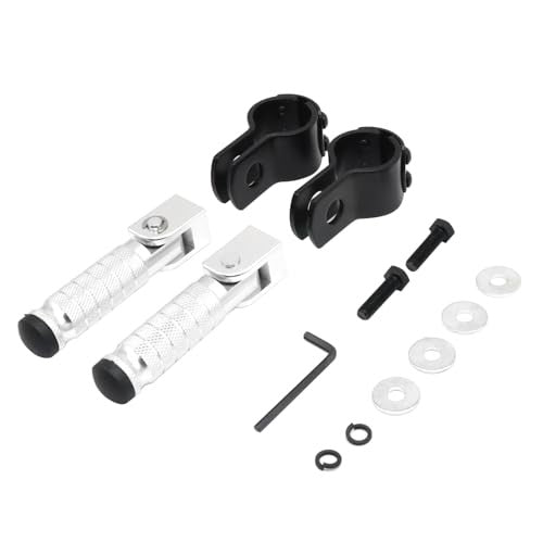 M8 Foldable Silver Motorcycle Foot Pegs Front and Rear Footrests Magic Cars 5