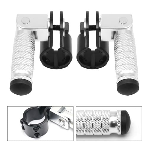 M8 Foldable Silver Motorcycle Foot Pegs Front and Rear Footrests Magic Cars 6