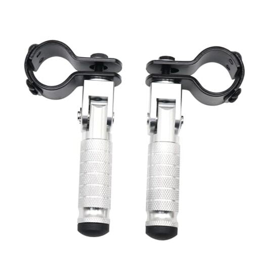 M8 Foldable Silver Motorcycle Foot Pegs Front and Rear Footrests Magic Cars Variant 0
