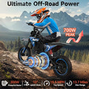 Magic Cars 36V Electric Dirt Bike for Kids, 700W Peak Electric Motorcycle, 3 Speeds, 15.5 MPH & 13.7 Miles, Headlight & Rainbow Ambient Light, Off-Road Ride On Gift for Kids Ages 4-10, UL-2272 Certified, Blue in Blue - image 3