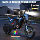 Magic Cars 36V Electric Dirt Bike for Kids, 700W Peak Electric Motorcycle, 3 Speeds, 15.5 MPH & 13.7 Miles, Headlight & Rainbow Ambient Light, Off-Road Ride On Gift for Kids Ages 4-10, UL-2272 Certified, Blue in Blue - image 7