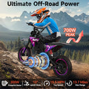 Magic Cars 36V Electric Dirt Bike for Kids, 700W Peak Electric Motorcycle, 3 Speeds, 15.5 MPH & 13.7 Miles, Headlight & Rainbow Ambient Light, Off-Road Ride On Gift for Kids Ages 4-10, UL-2272 Certified, Blue in Pink - image 3