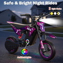 Magic Cars 36V Electric Dirt Bike for Kids, 700W Peak Electric Motorcycle, 3 Speeds, 15.5 MPH & 13.7 Miles, Headlight & Rainbow Ambient Light, Off-Road Ride On Gift for Kids Ages 4-10, UL-2272 Certified, Blue in Pink - image 7