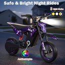 Magic Cars 36V Electric Dirt Bike for Kids, 700W Peak Electric Motorcycle, 3 Speeds, 15.5 MPH & 13.7 Miles, Headlight & Rainbow Ambient Light, Off-Road Ride On Gift for Kids Ages 4-10, UL-2272 Certified, Blue in Purple - image 7