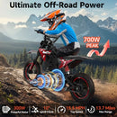 Magic Cars 36V Electric Dirt Bike for Kids, 700W Peak Electric Motorcycle, 3 Speeds, 15.5 MPH & 13.7 Miles, Headlight & Rainbow Ambient Light, Off-Road Ride On Gift for Kids Ages 4-10, UL-2272 Certified, Blue in Red - image 3