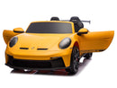 Porsche 911 GT3 24V 4x4 Kids Ride On Car with Rubber Tires - Yellow - Image 6