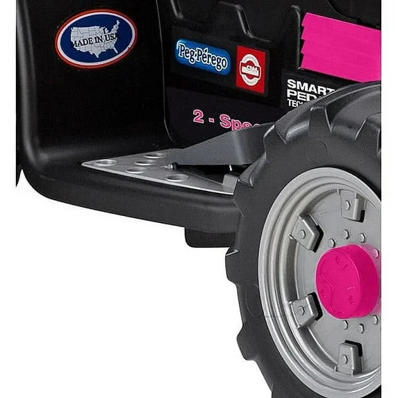 12V Battery-Powered Pink Ride-On Tractor with Trailer for Ages 3 and Up Magic Cars 1