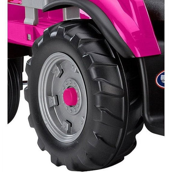 12V Battery-Powered Pink Ride-On Tractor with Trailer for Ages 3 and Up Magic Cars 4