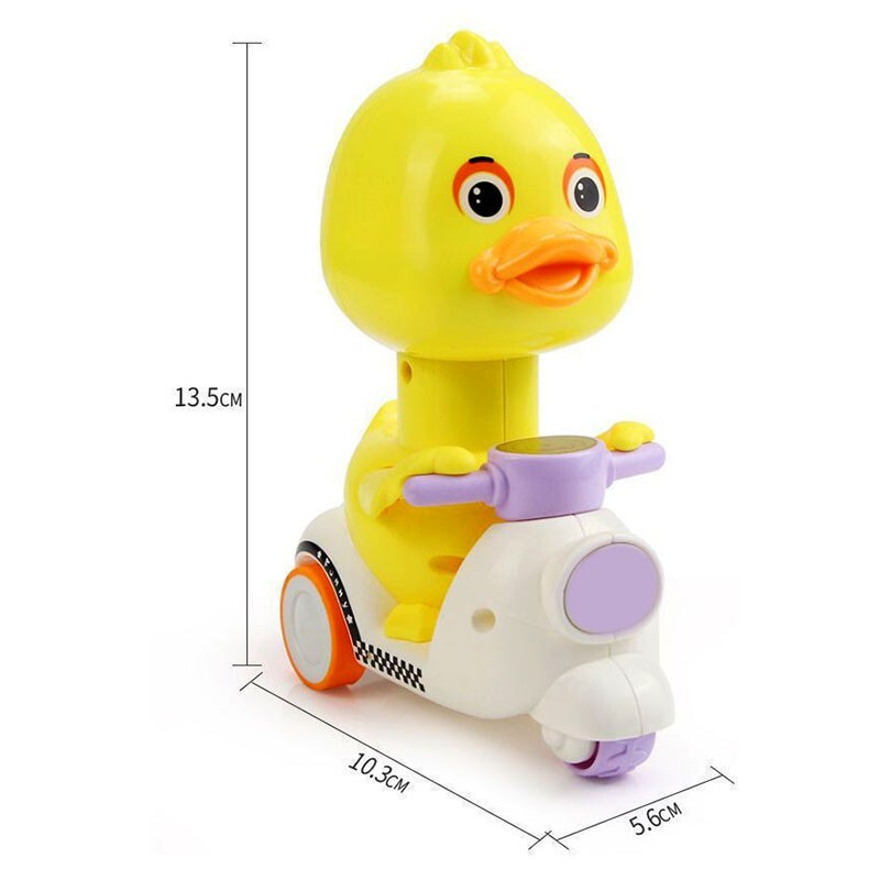 Manual Pressing Head-Free Rotation Cute Duck Press Car Motorcycle Toy Magic Cars 3