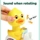 Manual Pressing Head-Free Rotation Cute Duck Press Car Motorcycle Toy Magic Cars 5