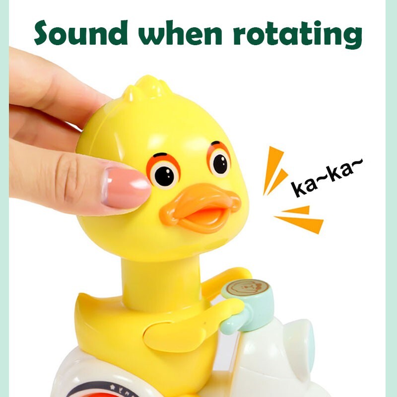 Manual Pressing Head-Free Rotation Cute Duck Press Car Motorcycle Toy Magic Cars 5