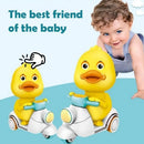 Manual Pressing Head-Free Rotation Cute Duck Press Car Motorcycle Toy Magic Cars 8