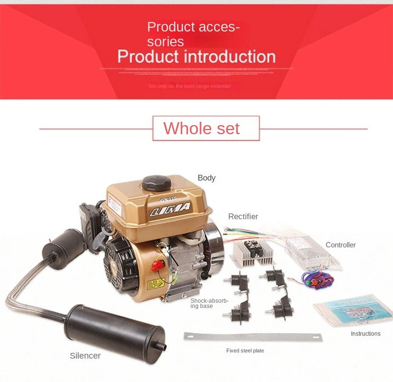 Manual Range Extender Generator for 48V-72V Electric and Gasoline Tricycles Charging Magic Cars 5
