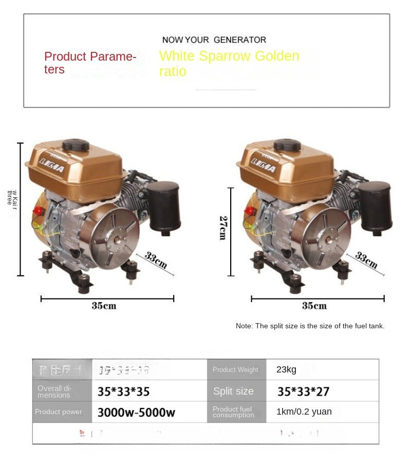 Manual Range Extender Generator for 48V-72V Electric and Gasoline Tricycles Charging Magic Cars 6