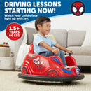 Battery-Powered Spider-Man Ride-On Bumper Car for Ages 18-48 Months, Red Magic Cars 3