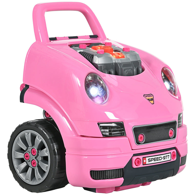 Kids Mechanic Truck and Engine Toy Set with Car Service Playset in Pink Magic Cars 2