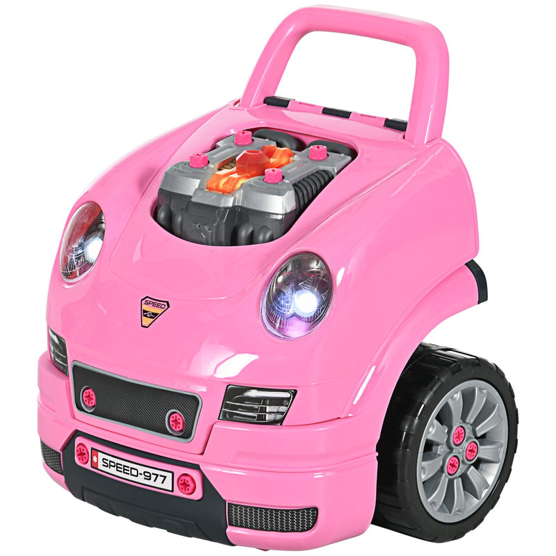 Kids Mechanic Truck and Engine Toy Set with Car Service Playset in Pink Magic Cars 3
