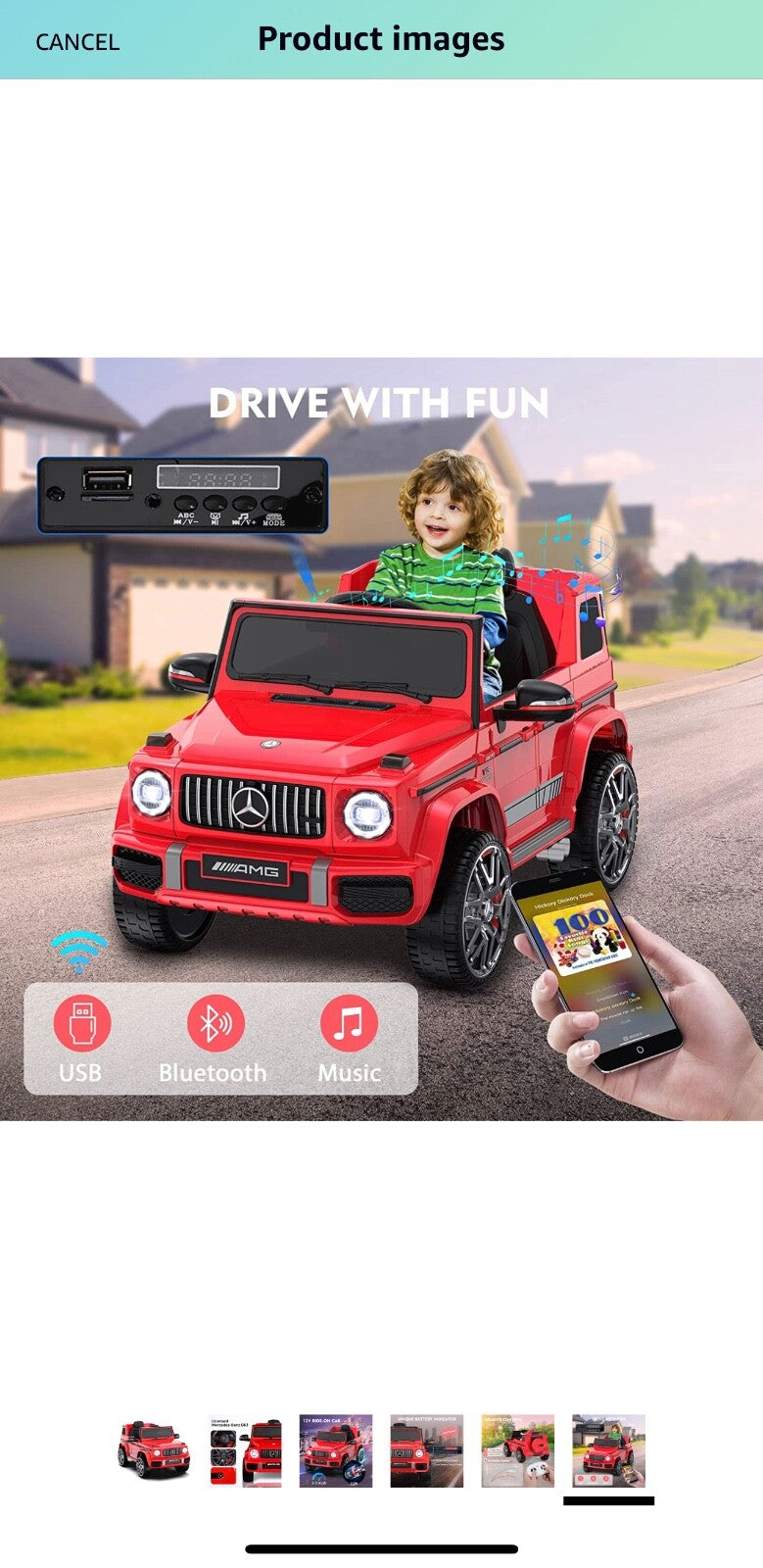 12V Licensed Mercedes-Benz AMG Electric Ride-On SUV with Remote Control for Kids Magic Cars 3
