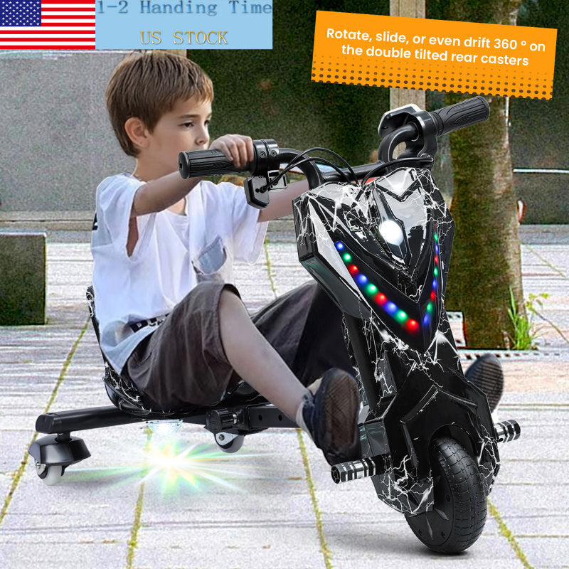 Mini Drift Trike with Lights, Large Wheels, and Adjustable Seat Magic Cars 16