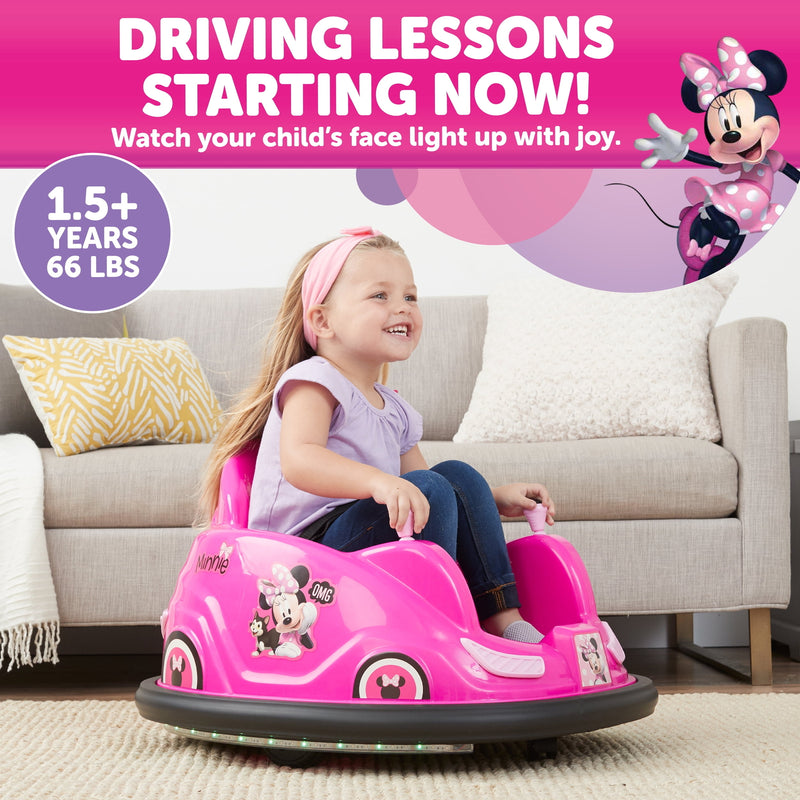 6V Minnie Bumper Car Ride-On Toy for Kids, 1 Count Magic Cars 2